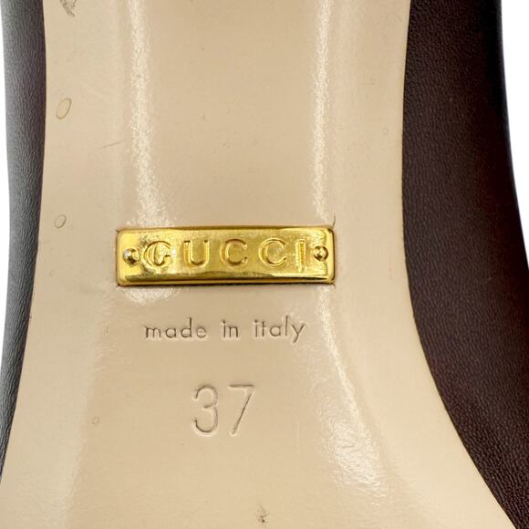 Gucci Zumi Interlocking GG Loafer Pumps EU 37 US 7 Bordeaux Burgundy Block Heel - Picture 11 of 15